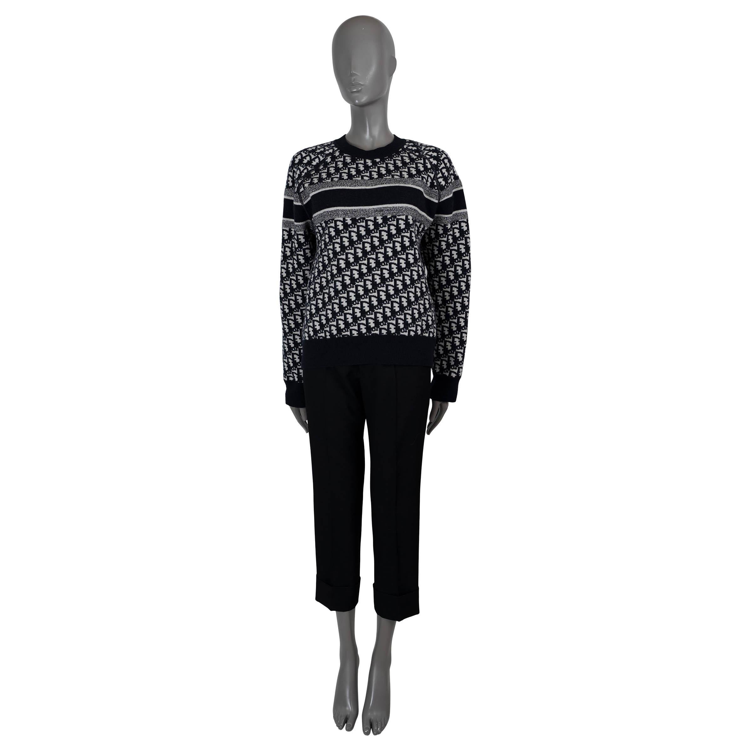 Women's CHRISTIAN DIOR blue & white REVERSIBLE OBLIQUE JACQUARD Sweater S