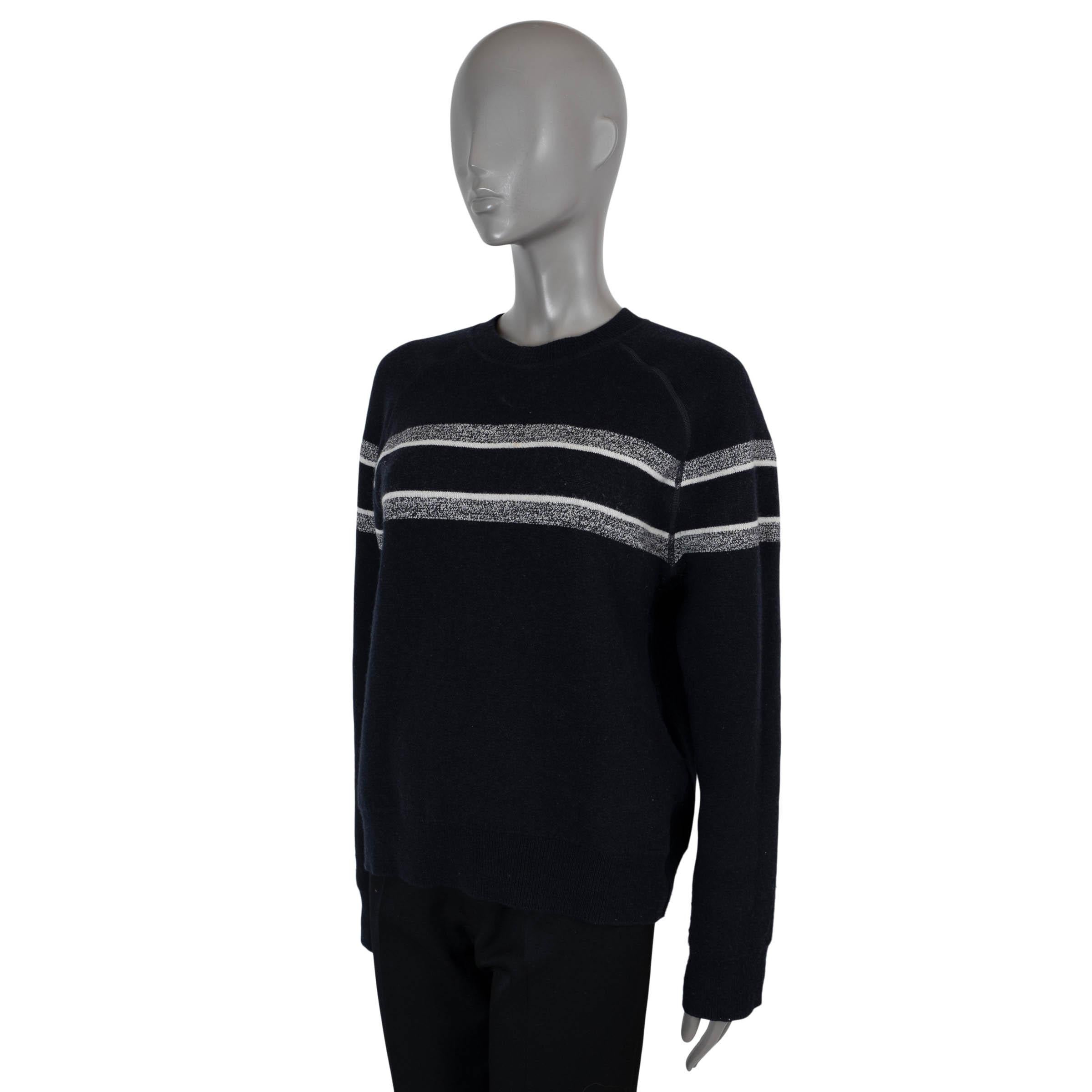 CHRISTIAN DIOR blue & white REVERSIBLE OBLIQUE JACQUARD Sweater S 2