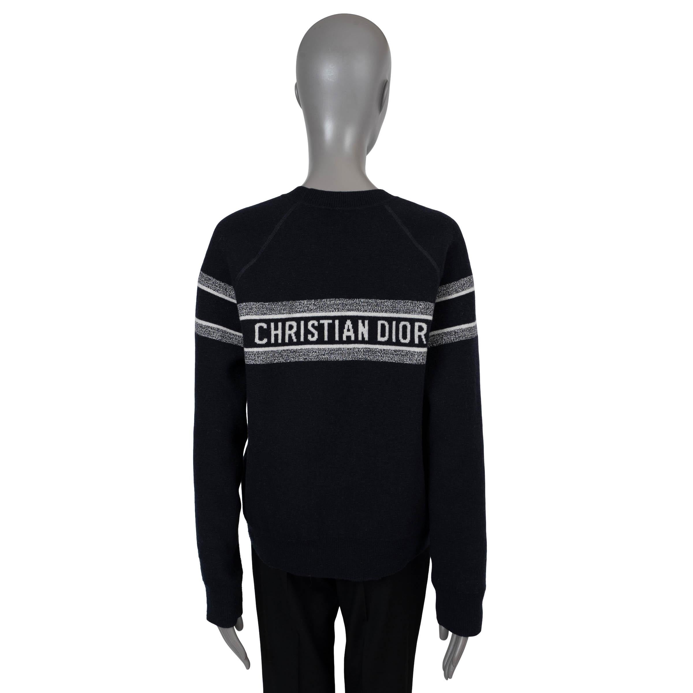 CHRISTIAN DIOR blue & white REVERSIBLE OBLIQUE JACQUARD Sweater S 3
