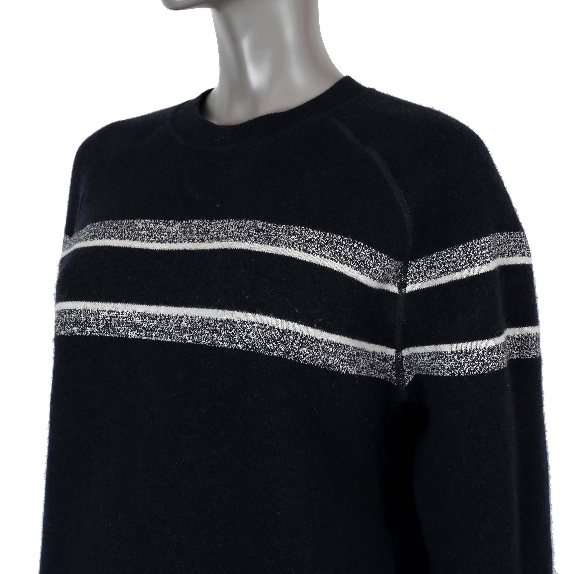 CHRISTIAN DIOR blue & white REVERSIBLE OBLIQUE JACQUARD Sweater S 5