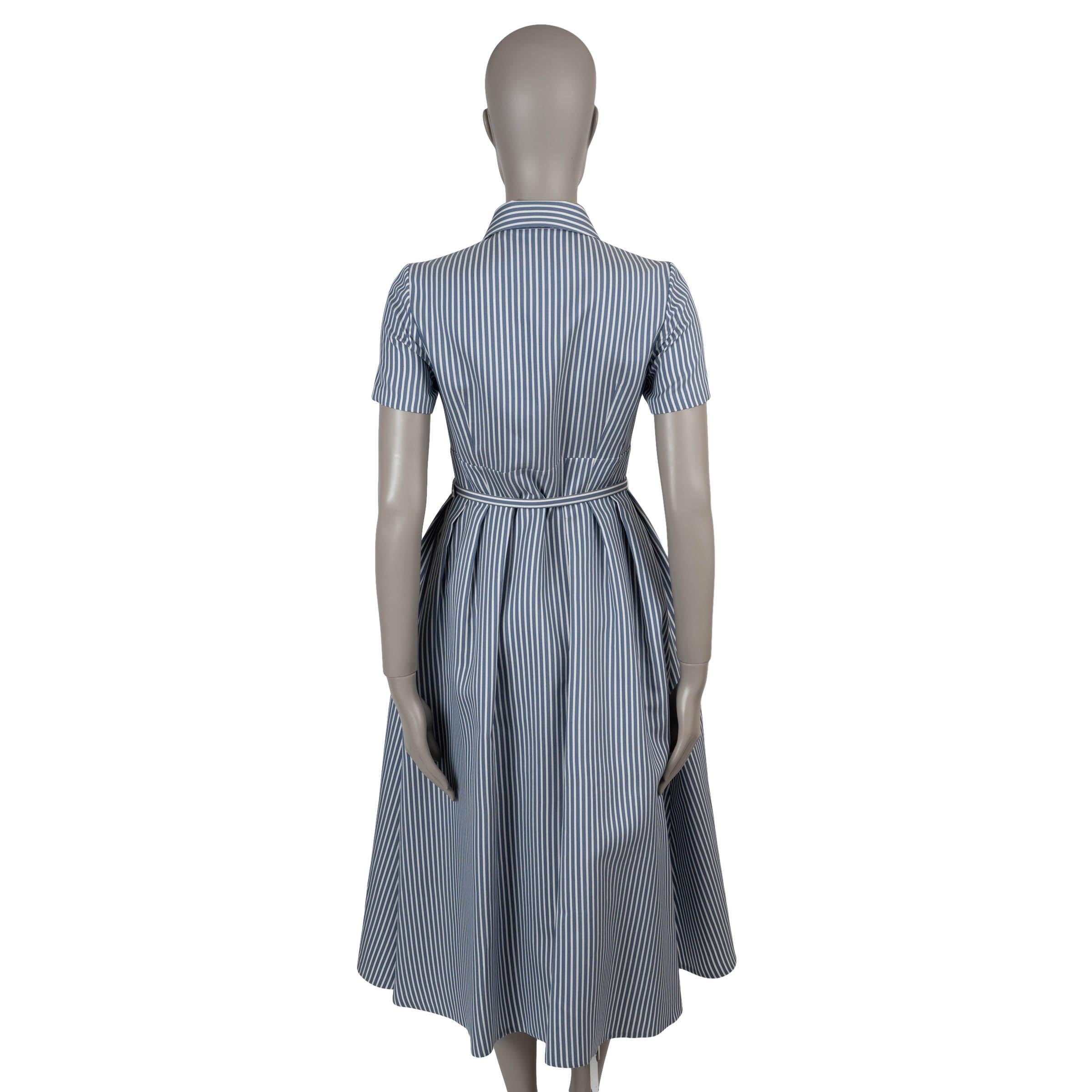 Women's CHRISTIAN DIOR blue & white silk & cotton 2022 STRIPED MIDI SHIRT Dress 36 XS