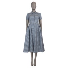 CHRISTIAN DIOR blue & white silk & cotton 2022 STRIPED MIDI SHIRT Dress 36 XS