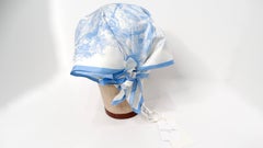 Christian Dior Blau & Weiß "Toile De Jouy" Print Seidenschal Visor