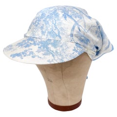 Christian Dior Blue & White "Toile De Jouy" Print Silk Scarf Visor