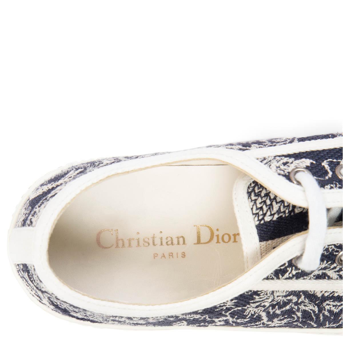 Beige CHRISTIAN DIOR blue & white TOILE DE JOUY WALK'IN Sneakers Shoes 38