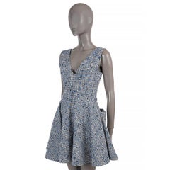 CHRISTIAN DIOR blue wool 2016 BACK POCKET TWEED Dress 38 S