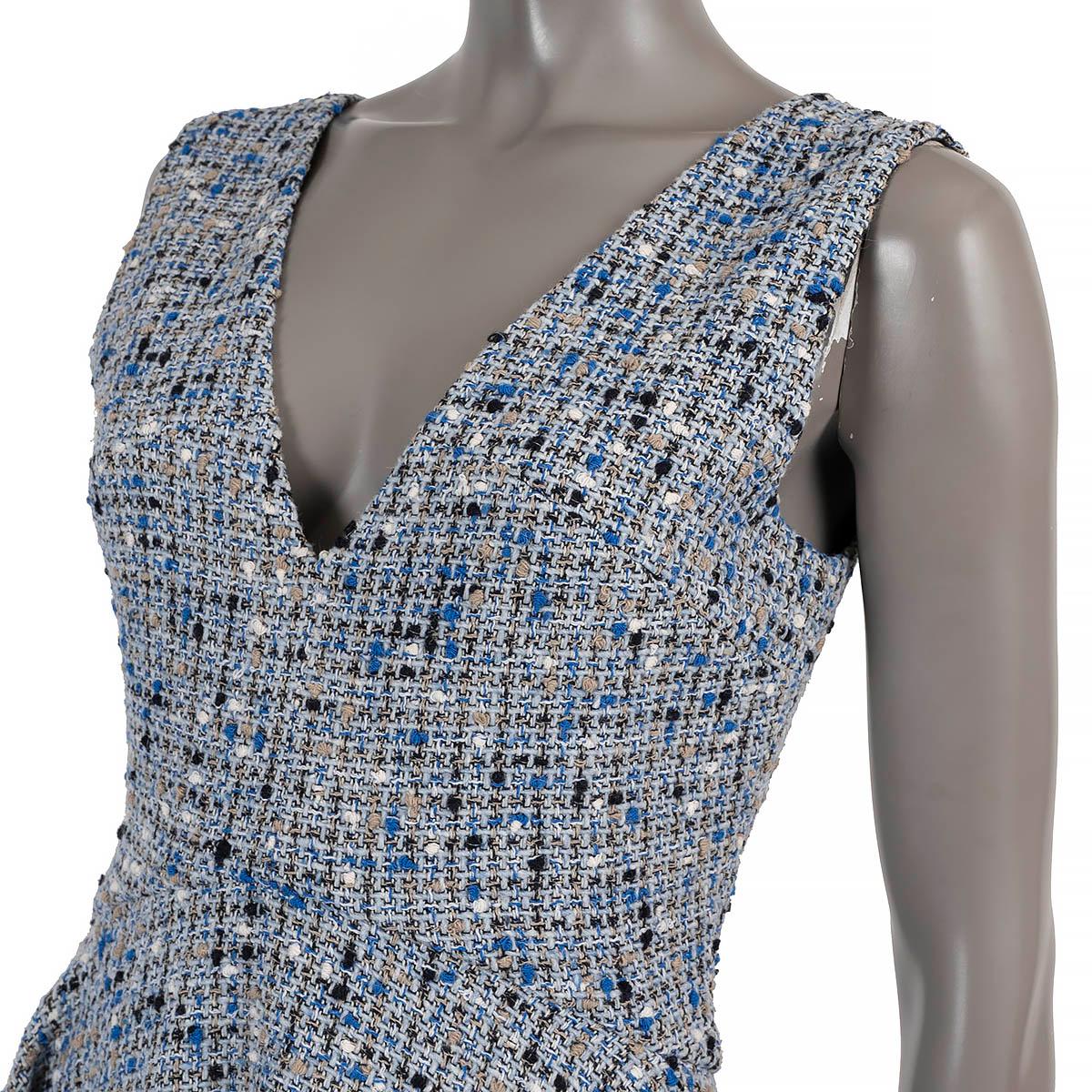 CHRISTIAN DIOR blue wool 2016 BACK POCKET TWEED Dress 38 S For Sale 2