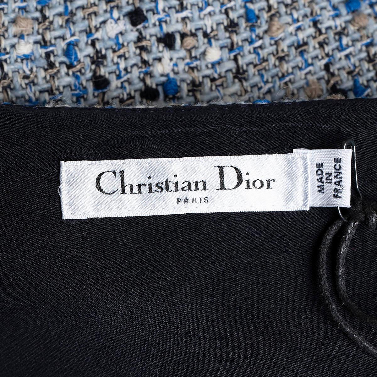 CHRISTIAN DIOR blue wool 2016 BACK POCKET TWEED Dress 38 S For Sale 3