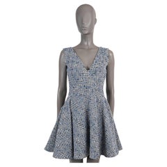CHRISTIAN DIOR blue wool 2016 BACK POCKET TWEED Dress 38 S