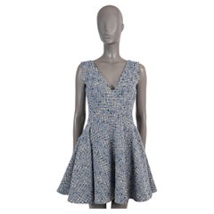 CHRISTIAN DIOR - Robe en laine bleue à imprimé portefeuille, 2016 - 38 S