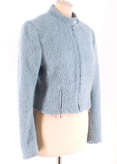 Christian Dior Blue Wool-blend Cropped Jacket - Size US 4