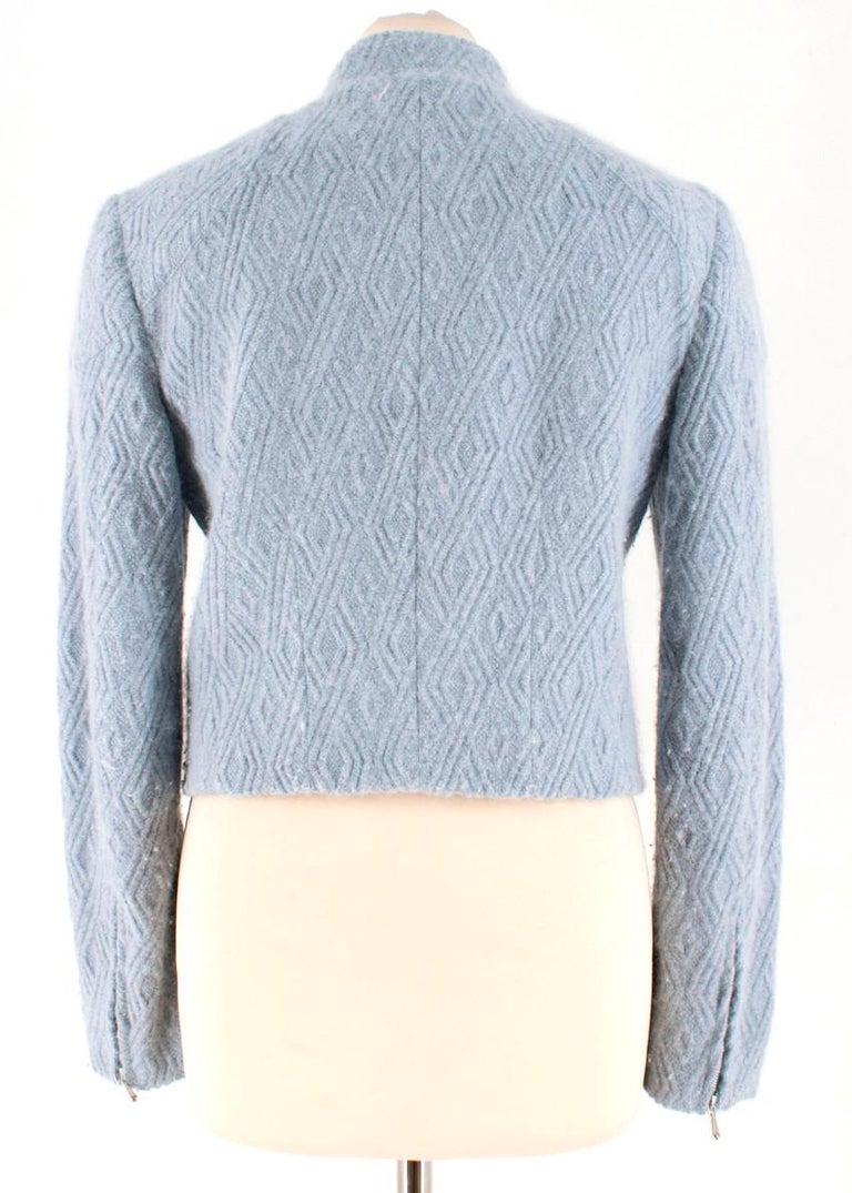 Christian Dior Blue Wool-blend Cropped Jacket For Sale at 1stdibs
