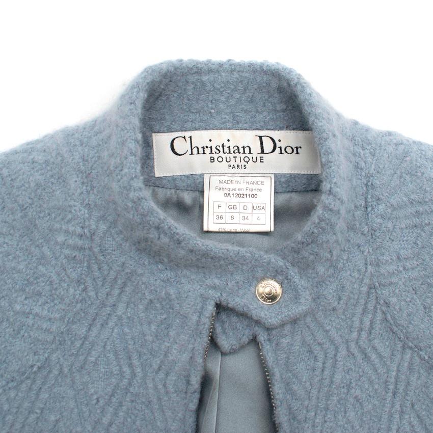 Women's Christian Dior Blue Wool-blend Cropped Jacket - Size US 4