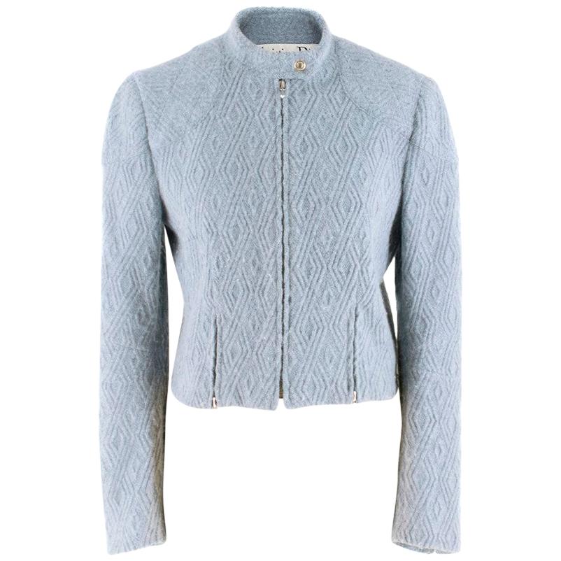 Christian Dior Blue Wool-blend Cropped Jacket - Size US 4