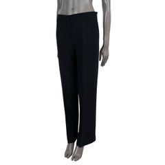 CHRISTIAN DIOR blue wool & silk 2018 CREASED WIDE-LEG Pants 38 S