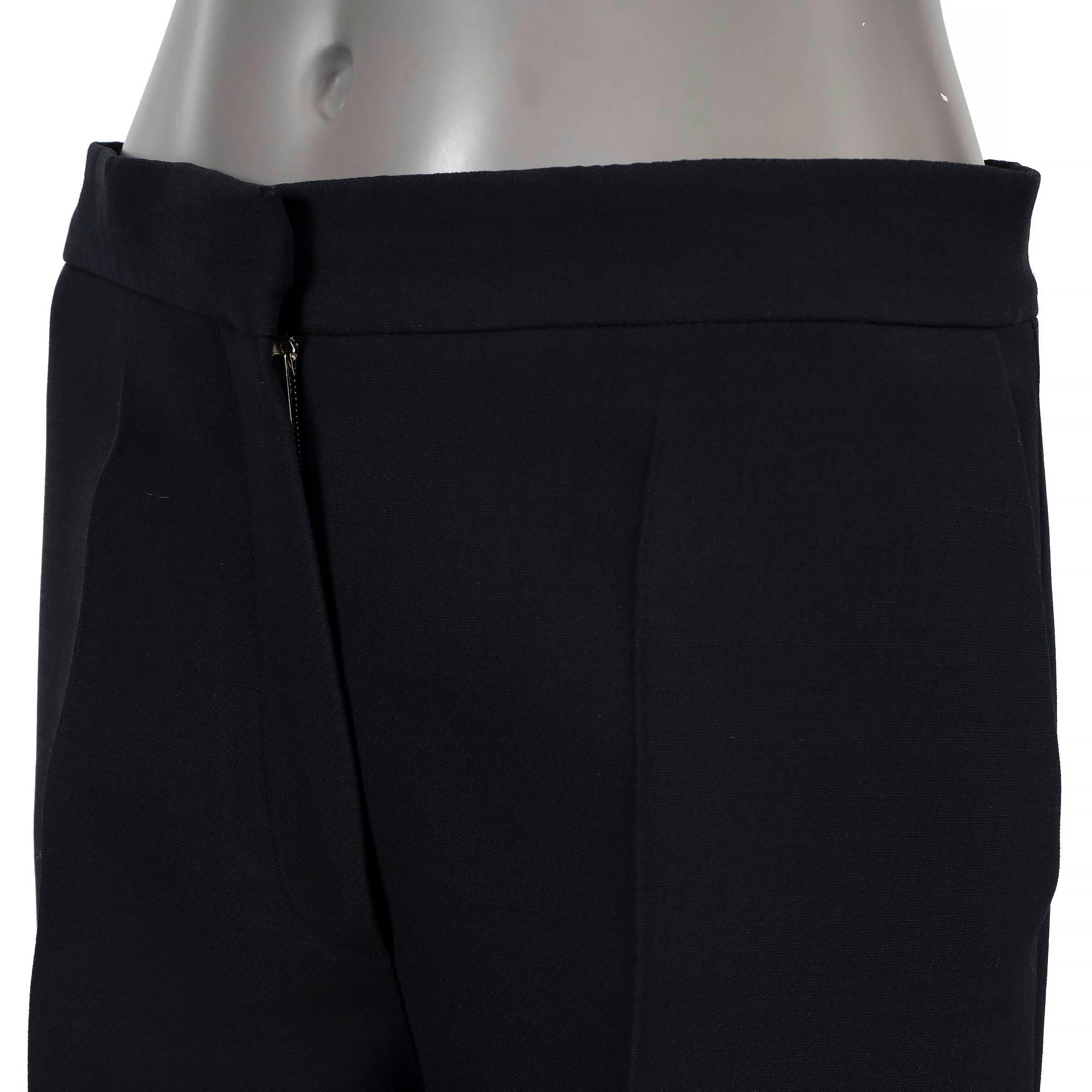Women's CHRISTIAN DIOR blue wool & silk 2018 CREASED WIDE-LEG Pants 38 S For Sale