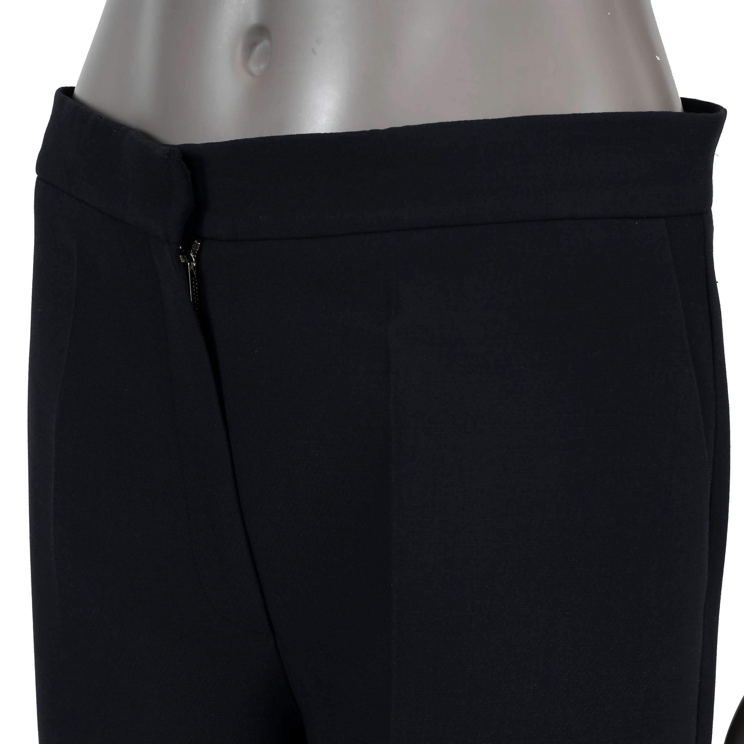 Women's CHRISTIAN DIOR blue wool & silk 2018 CREASED WIDE-LEG Pants 38 S For Sale