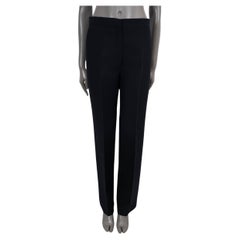 CHRISTIAN DIOR blue wool & silk 2018 CREASED WIDE-LEG Pants 38 S