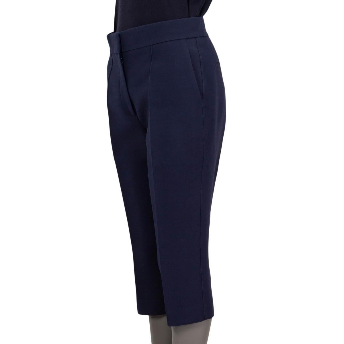 Women's CHRISTIAN DIOR blue wool & silk CROPPED SUIT Pants 38 S For Sale