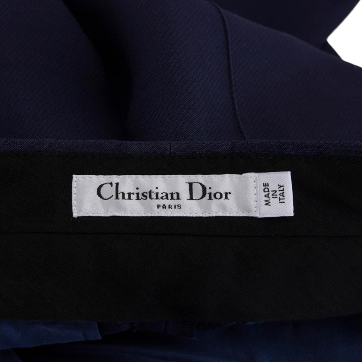 CHRISTIAN DIOR blue wool & silk CROPPED SUIT Pants 38 S For Sale 2