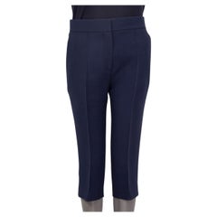 CHRISTIAN DIOR pantaloni blu in lana e seta 38 S