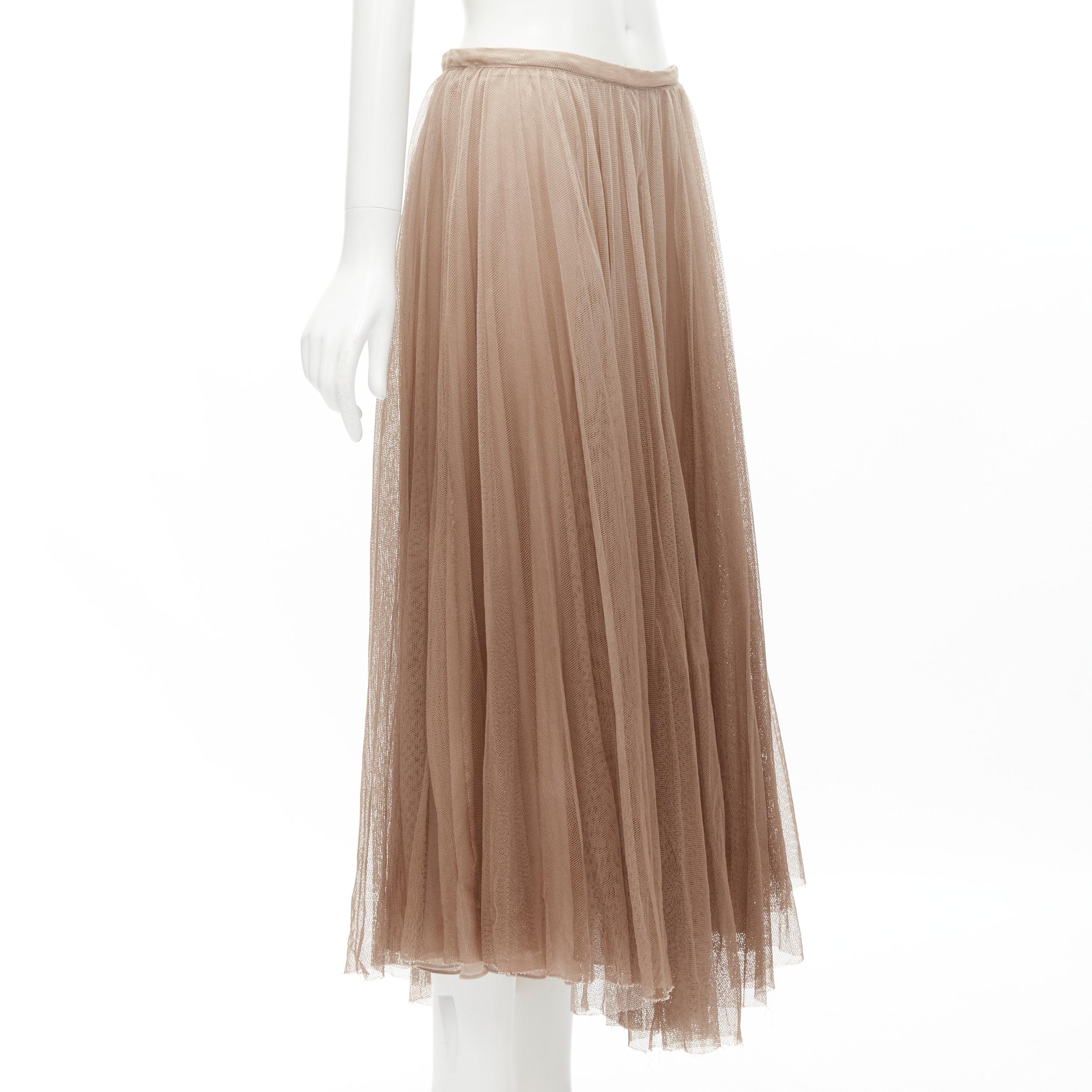 CHRISTIAN DIOR blush beige mesh pleated tulle layered skirt FR40 M In Excellent Condition In Hong Kong, NT