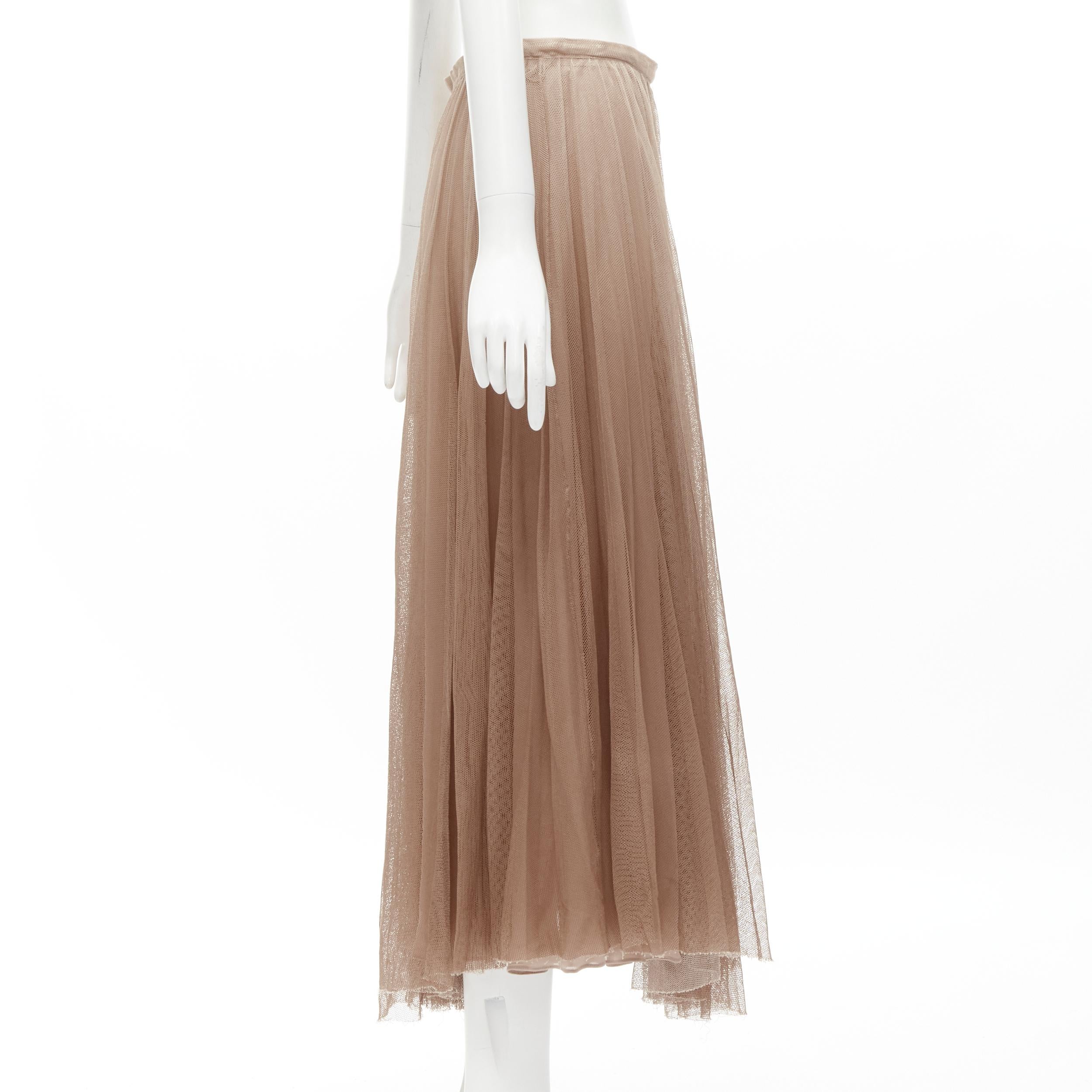 Women's CHRISTIAN DIOR blush beige mesh pleated tulle layered skirt FR40 M