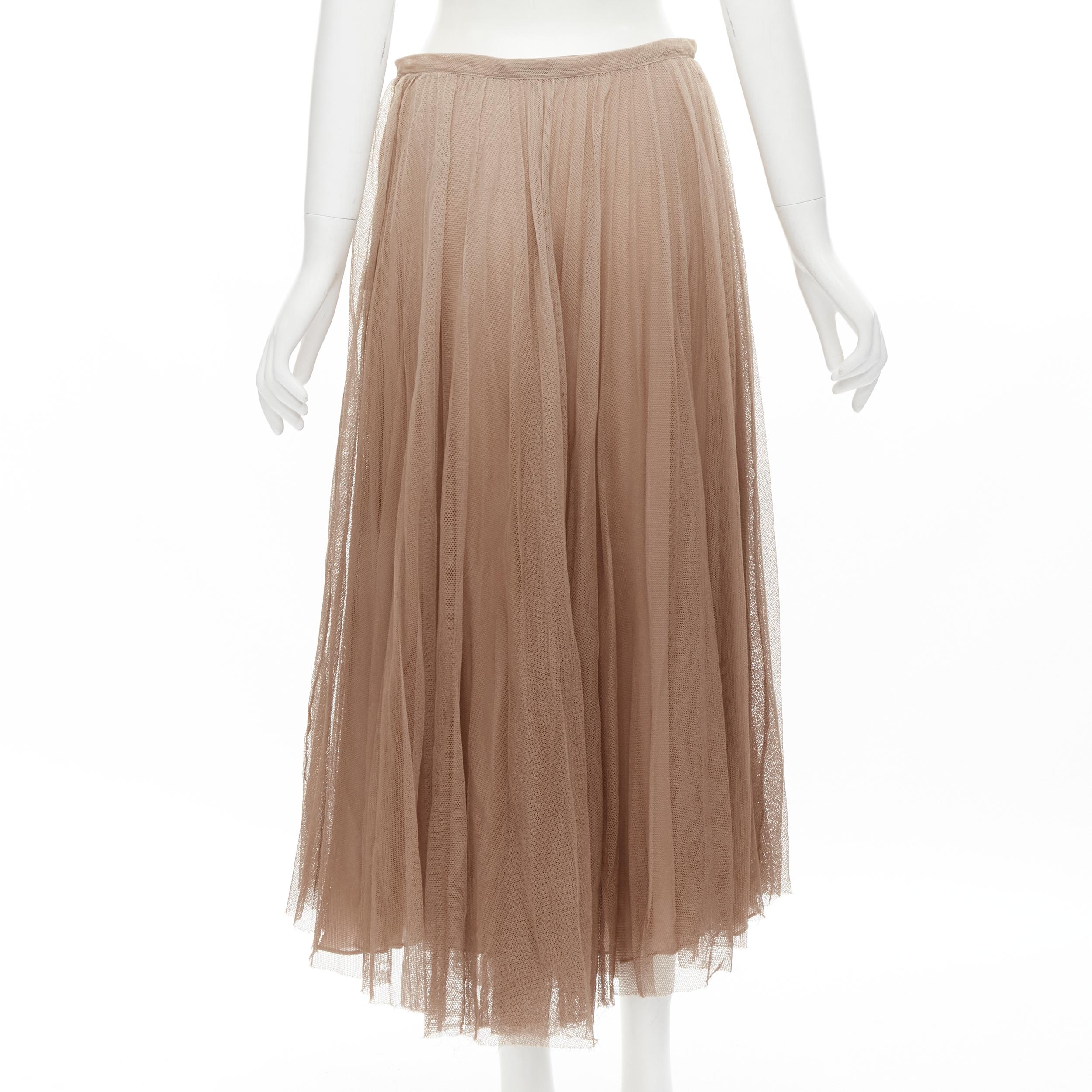 CHRISTIAN DIOR blush beige mesh pleated tulle layered skirt FR40 M 1