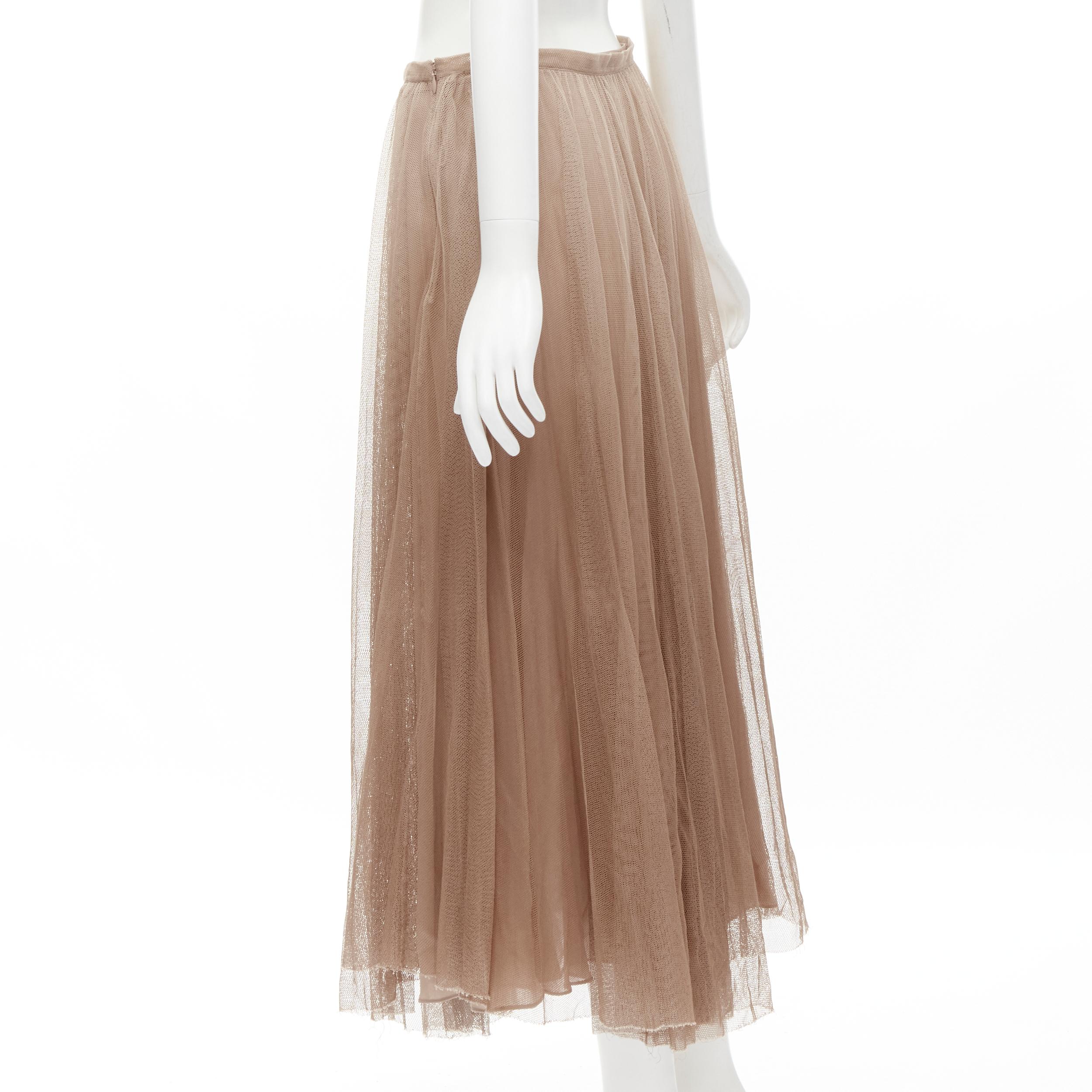 CHRISTIAN DIOR blush beige mesh pleated tulle layered skirt FR40 M 2