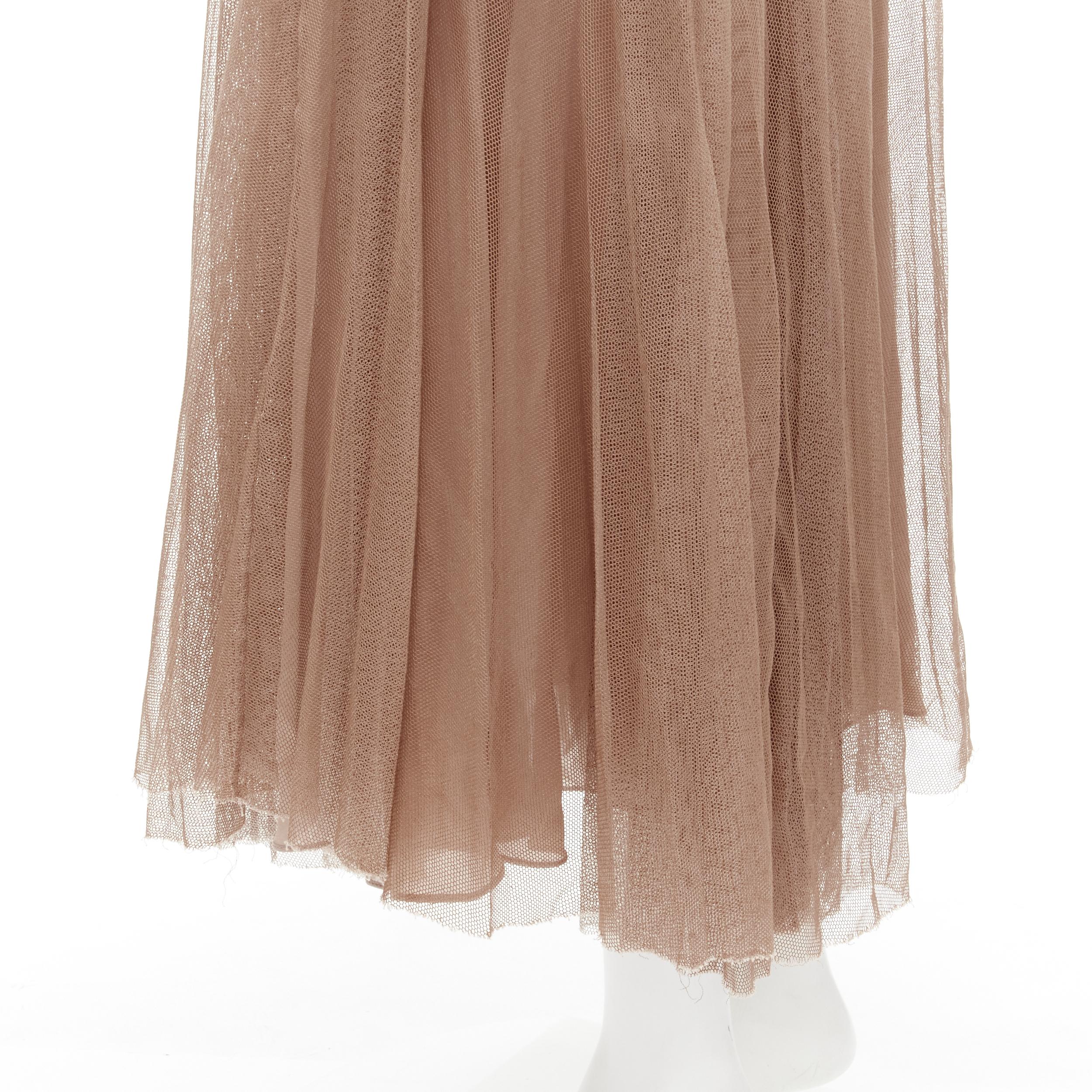 CHRISTIAN DIOR blush beige mesh pleated tulle layered skirt FR40 M 3