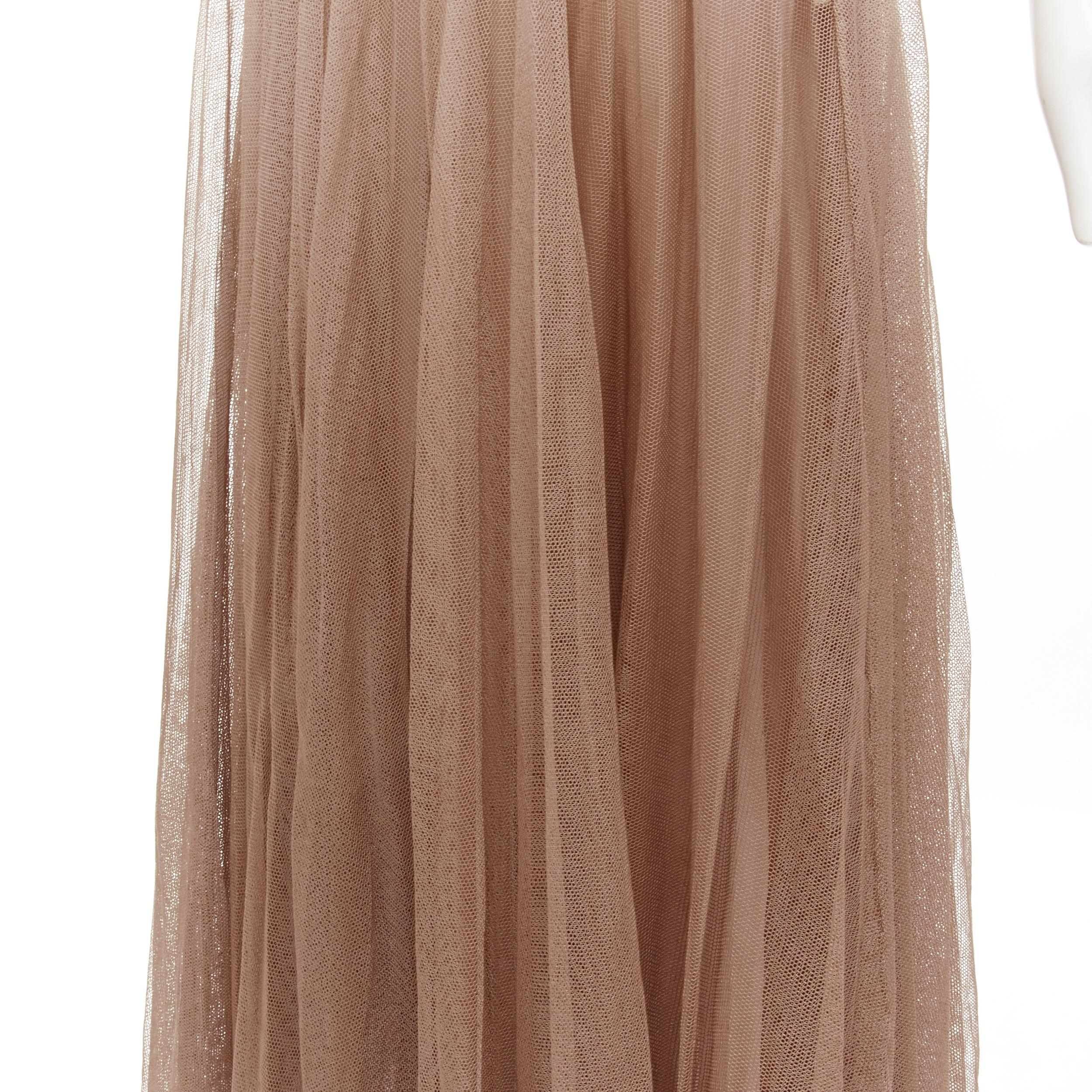 CHRISTIAN DIOR blush beige mesh pleated tulle layered skirt FR40 M 4