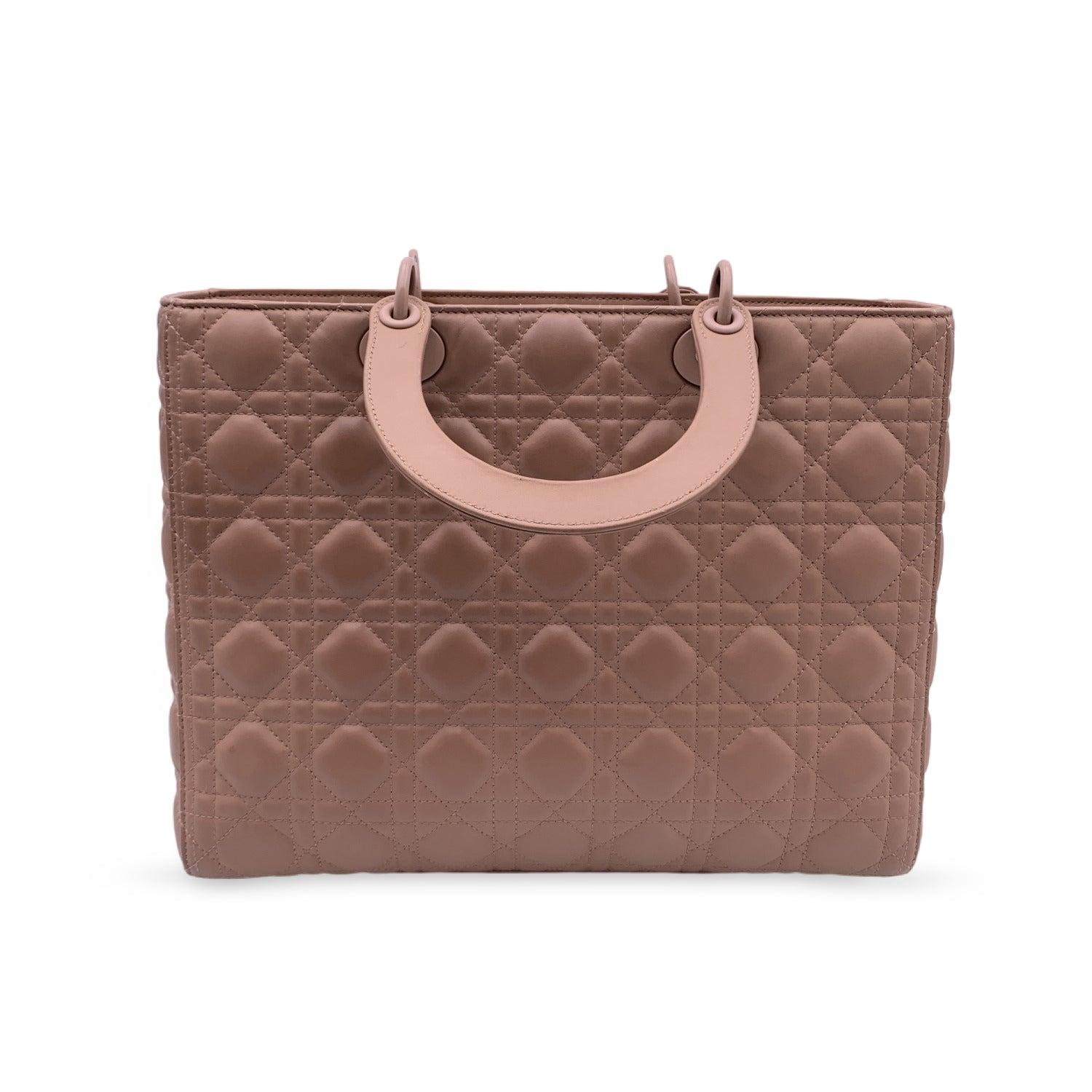 Christian Dior Blush Ultramatte Cannage Quilted Large Lady Dior Bag In Excellent Condition In Rome, Rome