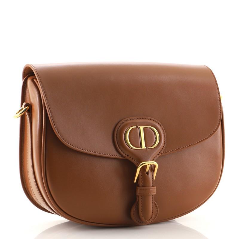 Brown Christian Dior Bobby Flap Bag Leather Medium