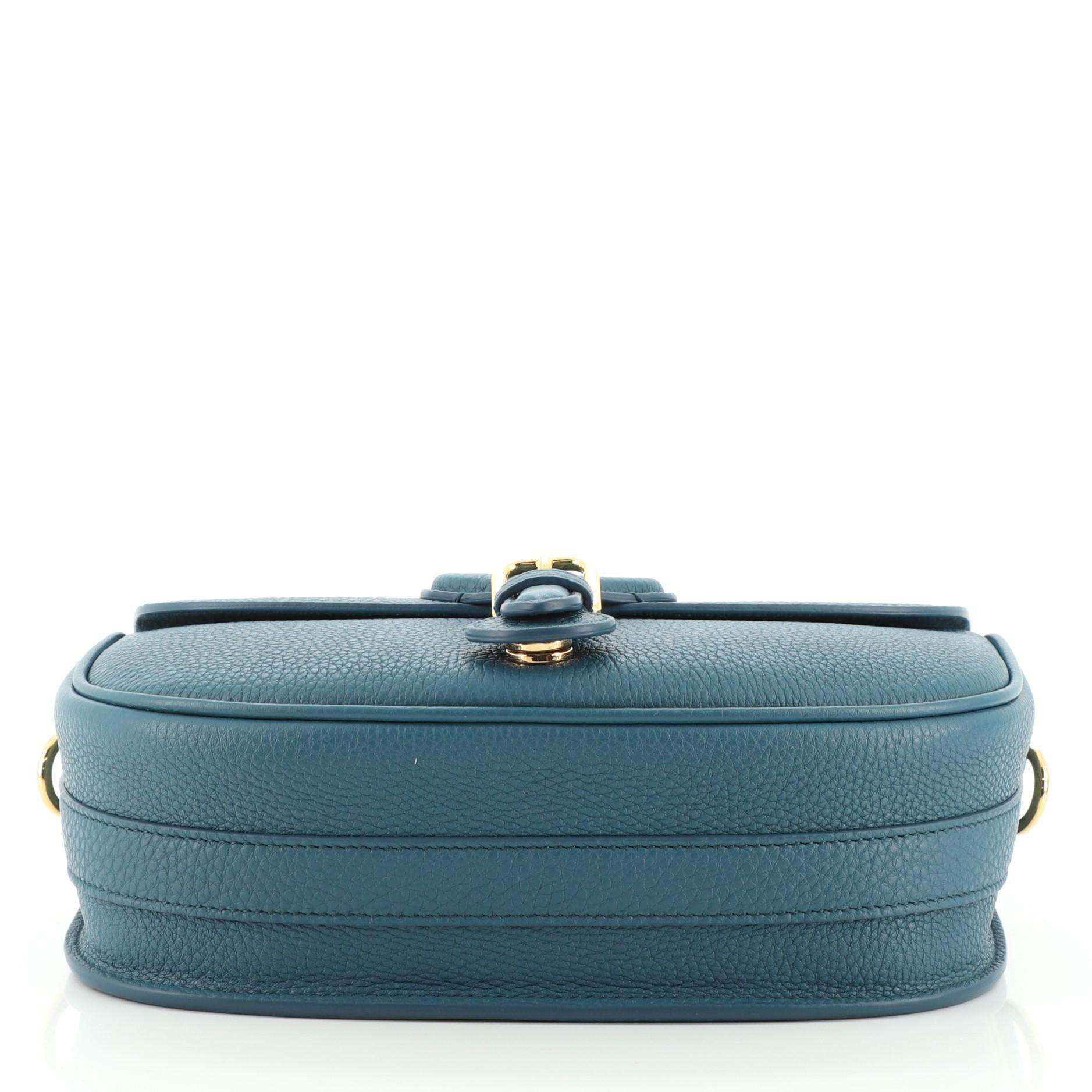 Blue Christian Dior Bobby Flap Bag Leather Medium