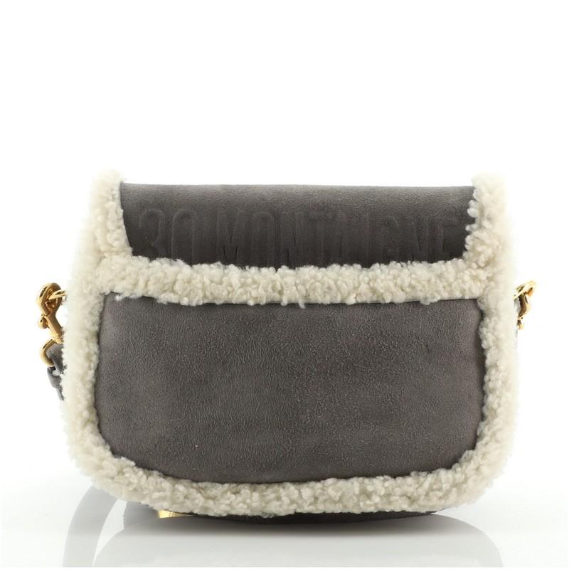 Gris Christian Dior Sac à rabat Bobby Shearling Medium