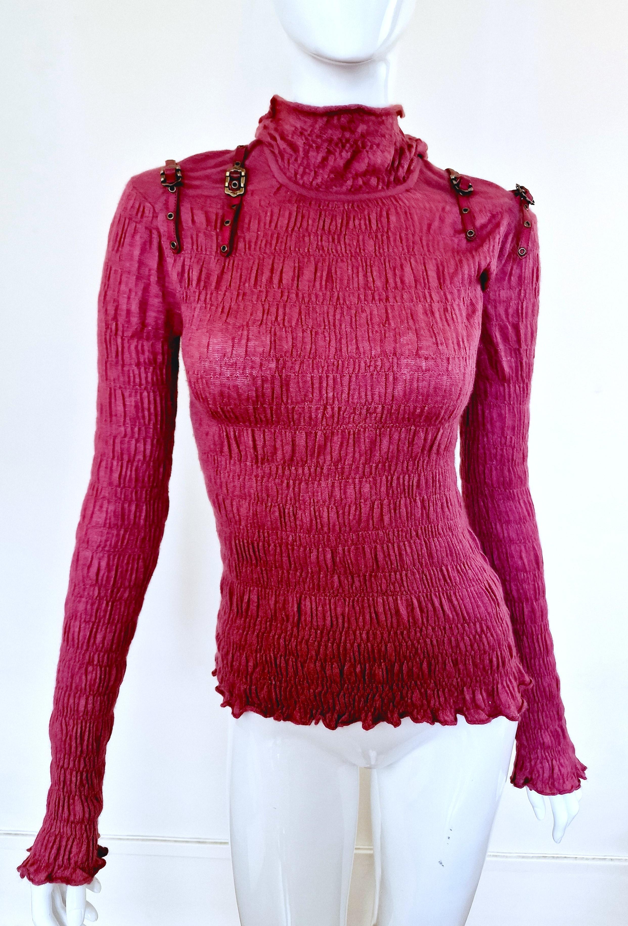 Women's Christian Dior Bondage Straps Strap J'adore Cachmire Silk Sweater Shirt Tee Top  For Sale