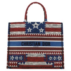 Christian Dior Book Tote American Flag Embroidered Canvas