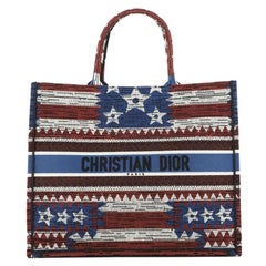 Christian Dior Book Tote American Flag Embroidered Canvas