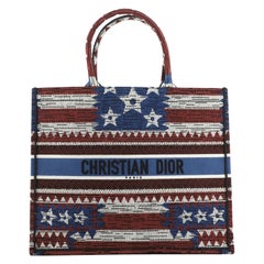 Christian Dior Book Tote American Flag Embroidered Canvas