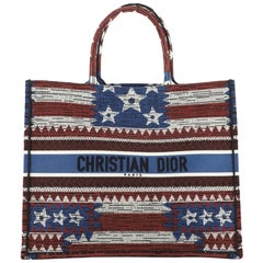 Christian Dior Book Tote American Flag Embroidered Canvas