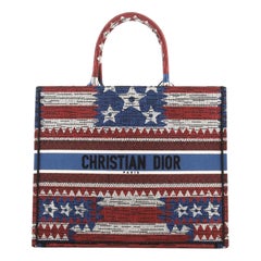 Christian Dior Book Tote American Flag Embroidered Canvas