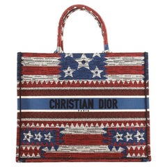 Christian Dior Book Tote American Flag Embroidered Canvas