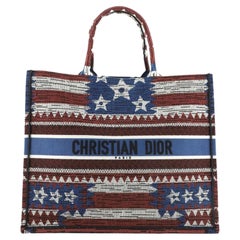 Christian Dior Book Tote American Flag Embroidered Canvas