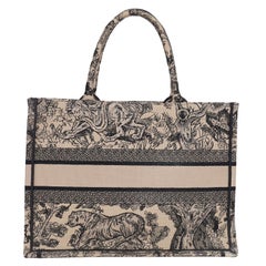 Christian Dior Book Tote Bag Embroidered Canvas Medium