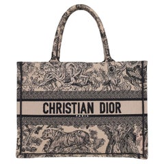Christian Dior Book Tote Bag Embroidered Canvas Medium