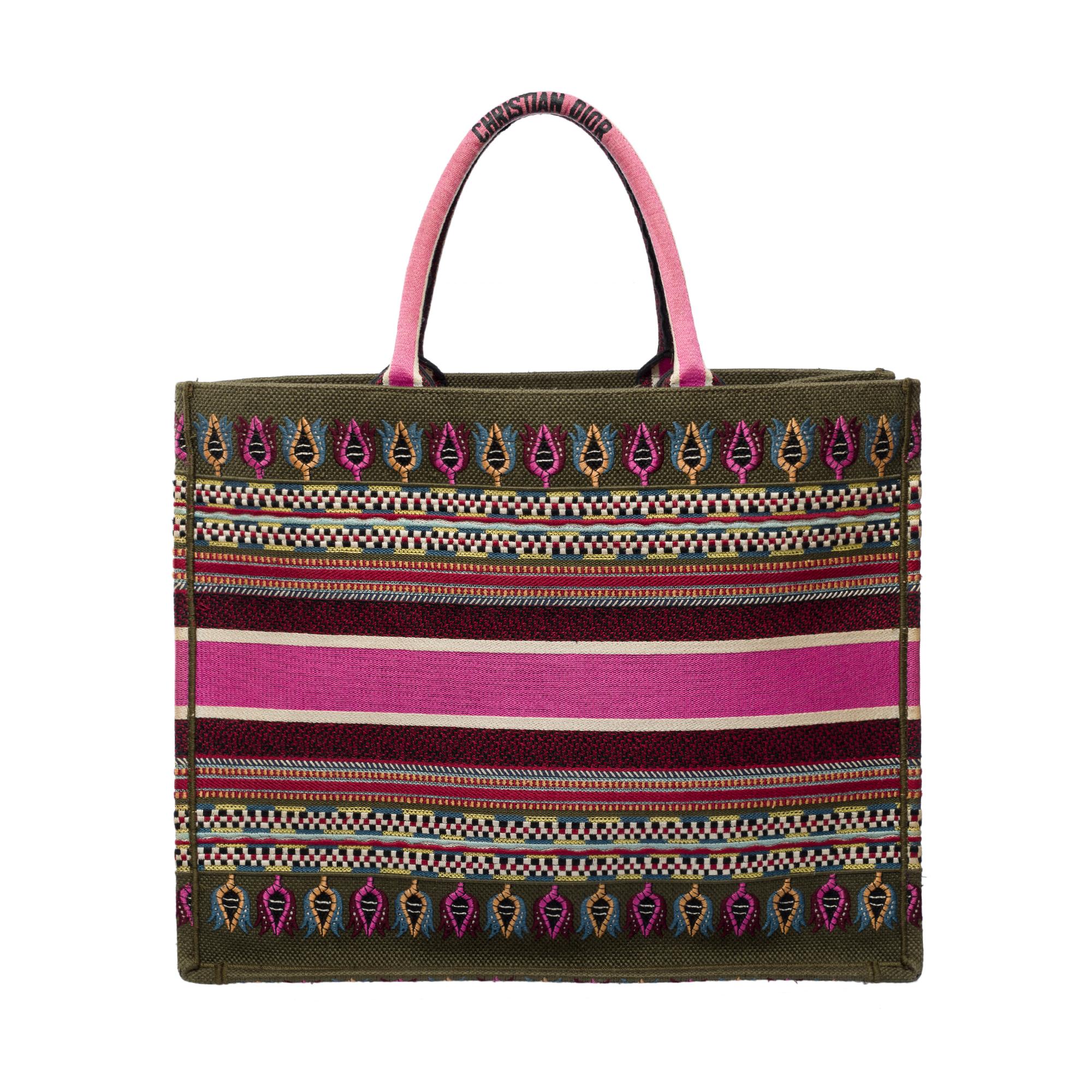 Brown Christian Dior Book Tote bag in Multicolor canvas