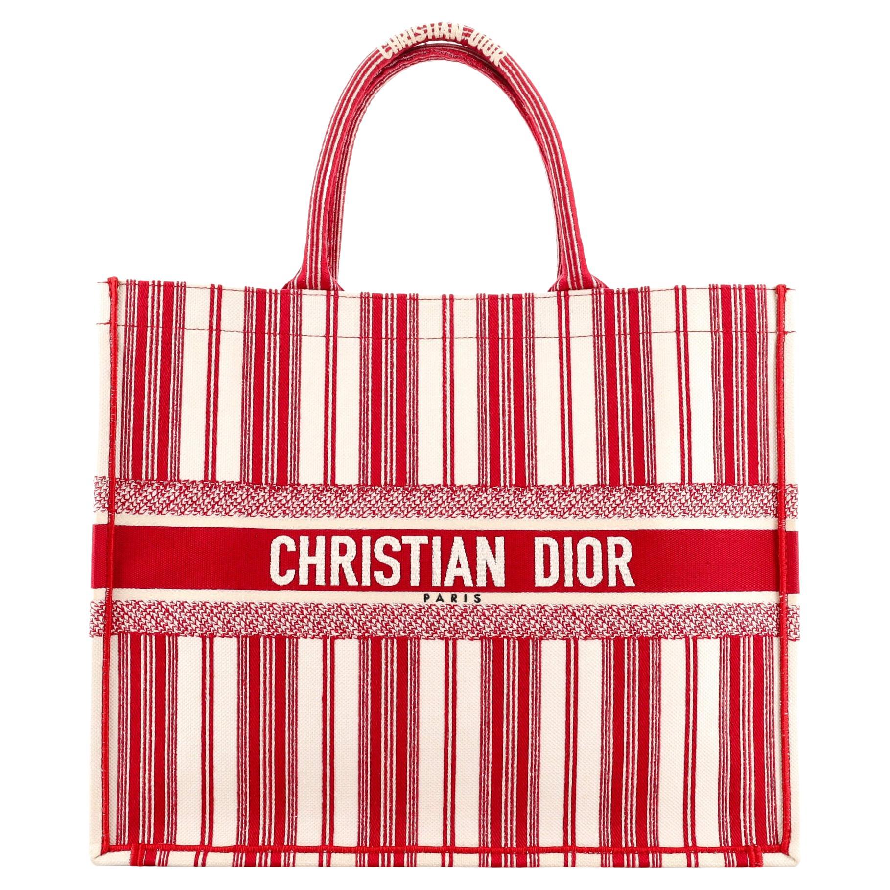 Christian Dior Book Fourre-tout en toile brodée à rayures Bayadere