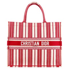 Christian Dior Book Tote Bayadere Stripe Embroidered Canvas
