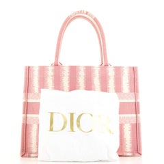 Christian Dior Book Tote Bayadere Stripe Embroidered Canvas Small