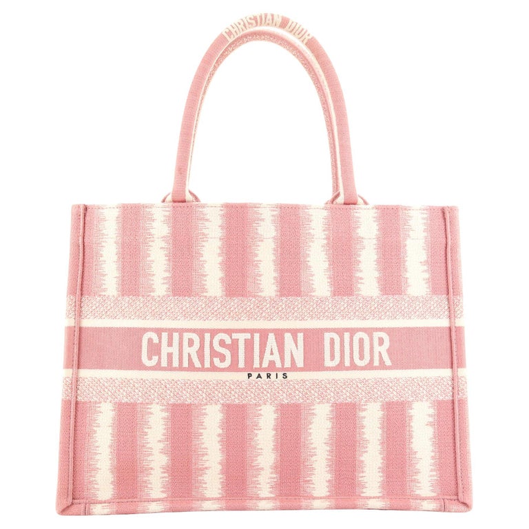 Christian Dior Book Tote Bayadere Stripe Embroidered Canvas Small For ...